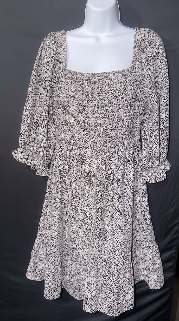 Sienna Sky Women's Size L Animal Print Smocked Square Neck Mini Dress
